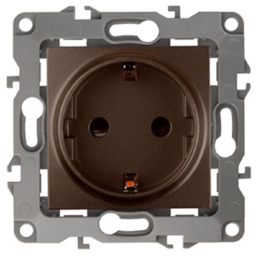 Розетка с заземлением без рамки Эра S12 1-м 16А бронза фото Розетка с заземлением без рамки Эра S12 1-м 16А бронза картинка